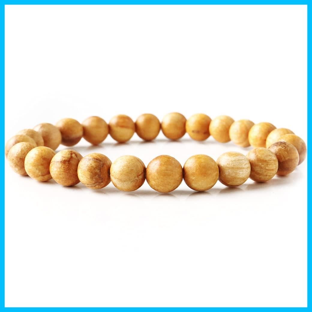 GOLD STONE パロサント ブレスレット 8 mm ペルー産 聖なる樹 ホーリーウッド 木製 念珠 香木 内径 約19 cm