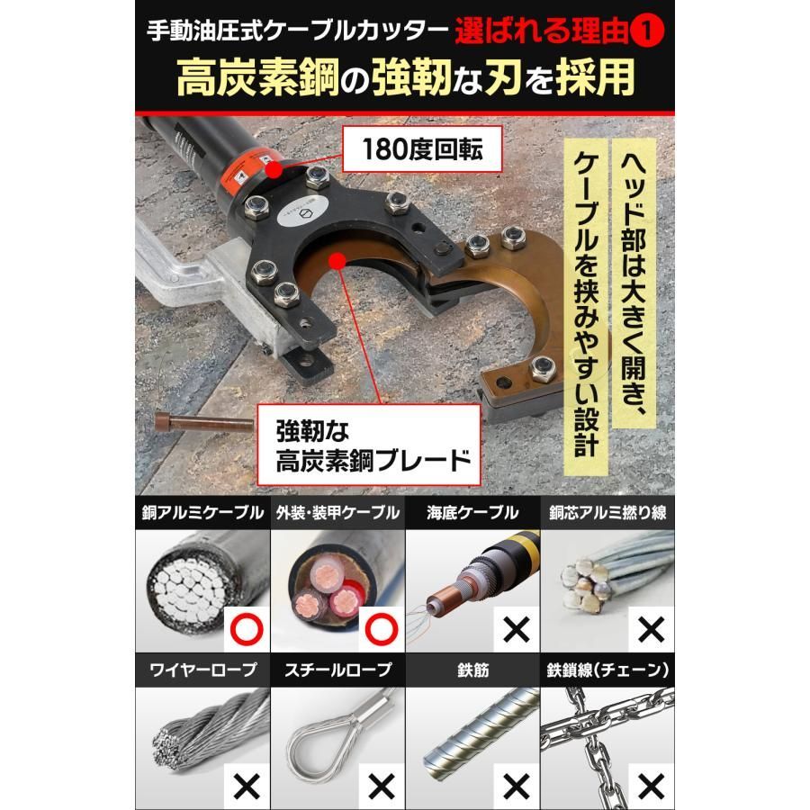 油圧ケーブルカッター Φ75mm 出力8トン アルミケーブル 銅線 ACSR 油圧式ケーブルカッター Φ85mm 出力12トン アルミケーブル 銅線