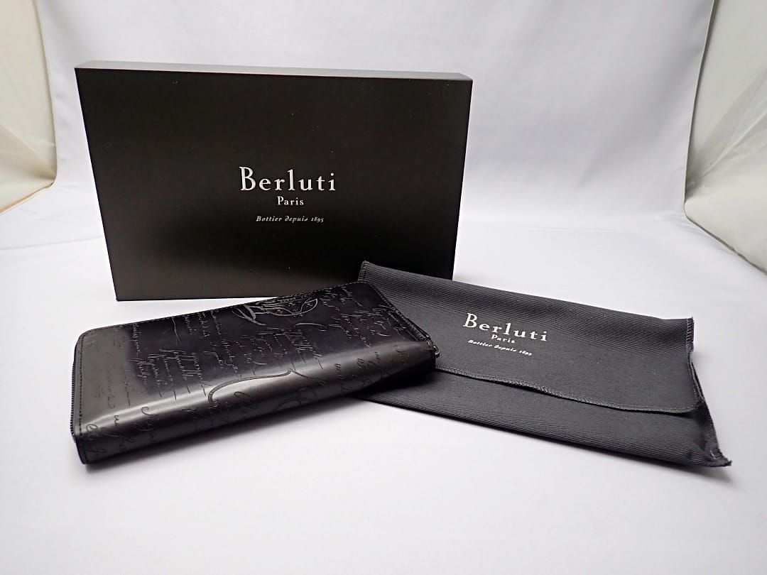 BERLUTI ベルルッティ イタウバ ネオ スクリットレザー ロングジップ ウォレット 長財布 ブラック 中古A- 【送料無料】 A-8604【質屋出品】 BERLUTI ベルルッティ イタウバ ネオ スクリットレザー ロングジップ