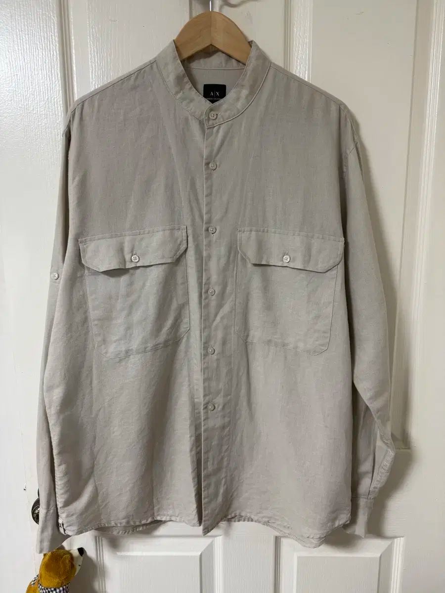 ARMANI EXCHANGE アルマーニ エクスチェンジ リネン ヘンリーネックシャツ 105