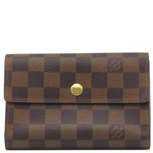 ルイヴィトン LOUIS VUITTON 三つ折り財布 ポルトフォイユ アレクサンドラ ダミエキャンバス ダミエ ゴールド金具 茶 N63067 CA4181