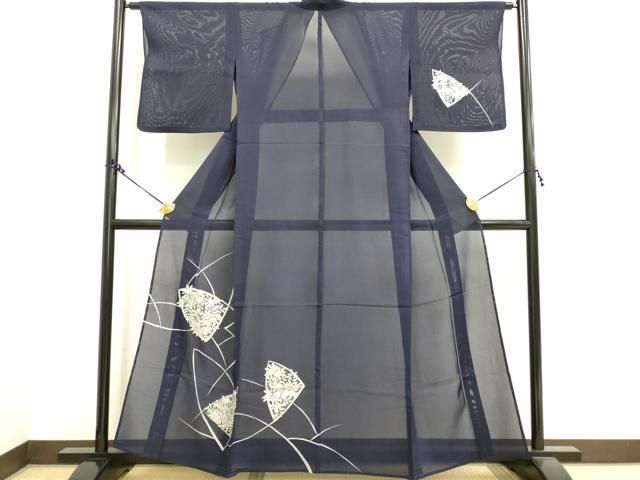 平和屋着物●小千谷紬　訪問着　横段花文　ロング丈　正絹　逸品　AAAX0632zg 平和屋着物○小千谷紬 訪問着 横段花文 ロング丈 正絹 逸品