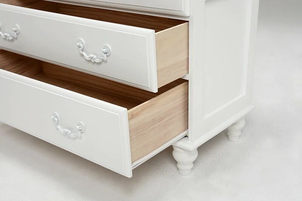 姫系 家具 アンティーク調 ハイチェスト ホワイト 5段6杯 幅60cm かわいい インテリア MARWIL-DEMENAGEMENTS_CH