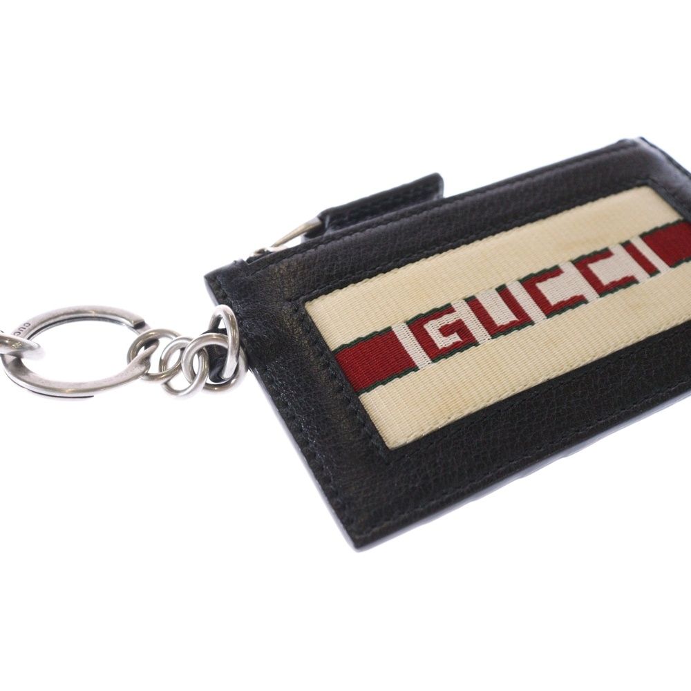 GUCCI ストライプ コインケース GUCCI (グッチ) ジャガード ストライプ ストラップ付 レザー