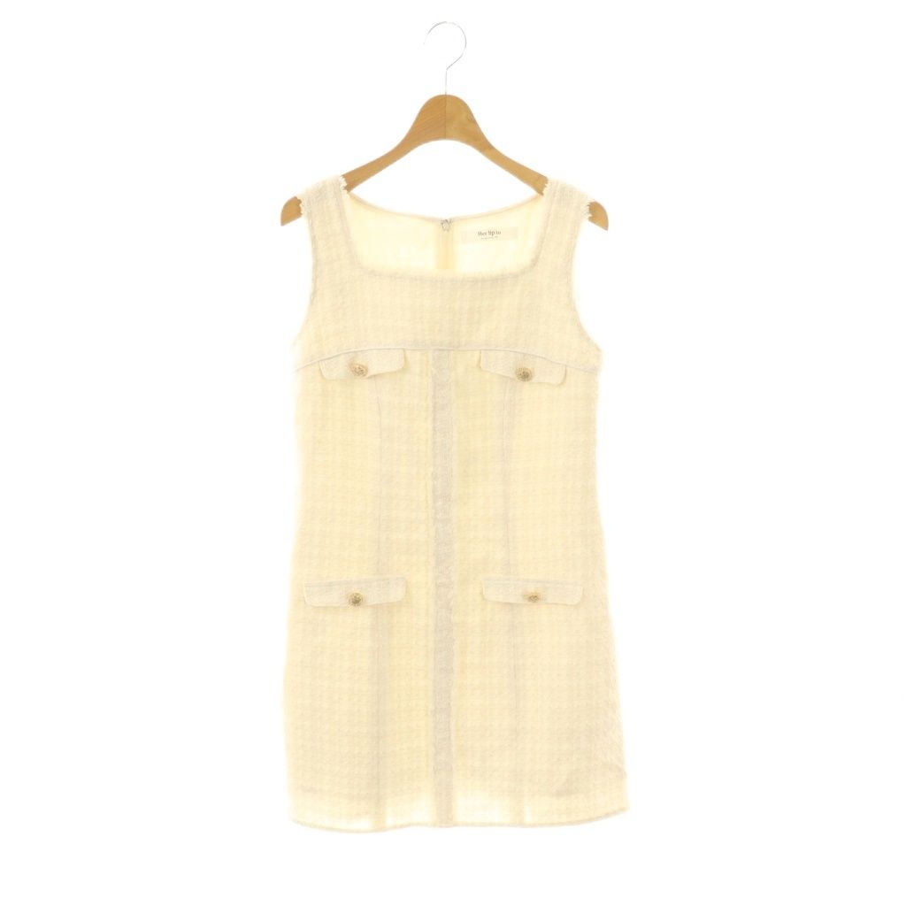 ハーリップトゥ Her lip to 24SS May Tweed Mini Dress ワンピース ミニ ツイード M オフホワイト |DF OS