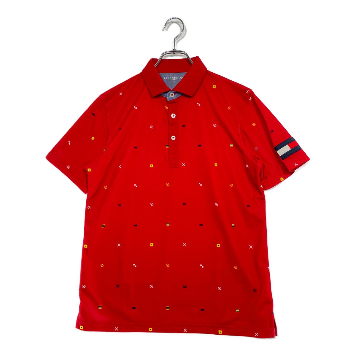 トミーヒルフィガー　ゴルフ　半袖ポロシャツ　総柄　L　メンズ カジュアルゴルフドットコムby PALM SPRINGSにTOMMY HILFIGER