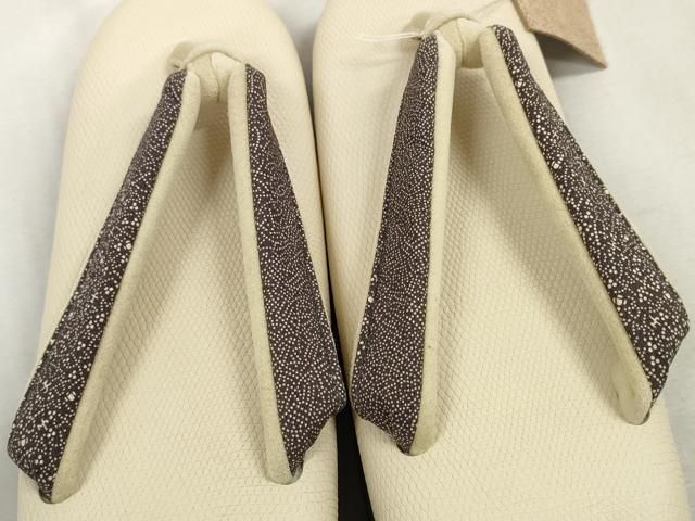 平和屋着物○和装小物 和装草履 天然皮革使用 鼻緒：江戸小紋柄 履物