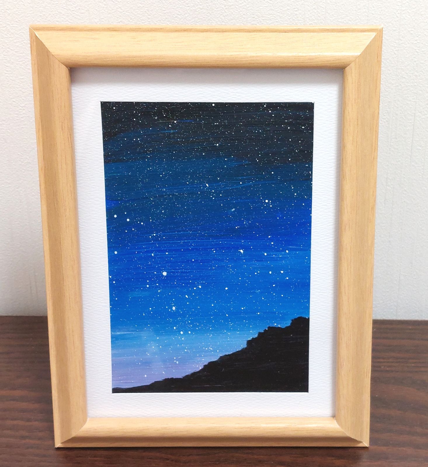 絵画 風景画 星空 インテリア 山 アクリル画 原画 夜空 - 自作画販売