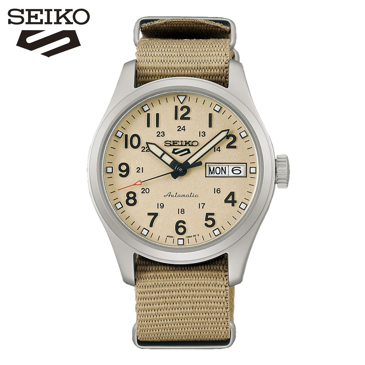 セイコー SEIKO セイコー5 スポーツ ミリタリー SEIKO5 sports military 自動巻き 手巻き 腕時計 曜日 日付 カレンダー 10気圧防水 SRPJ83K1 ナイロンベルト メンズ 機械式 スケルトン ボーイズサイズ ミドルサイズ