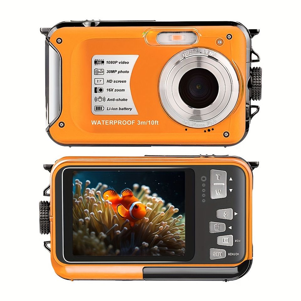 水深3m対応 高画質HD水中カメラ オレンジ USTAUSTRALIA_COM_AU