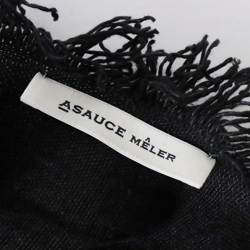 人気色❣️定価30250円 アソースメレ ベルギーリネンフリンジストール 黒 定番 人気アイテム アソースメレ ASAUCE MELER ベルギーリネン