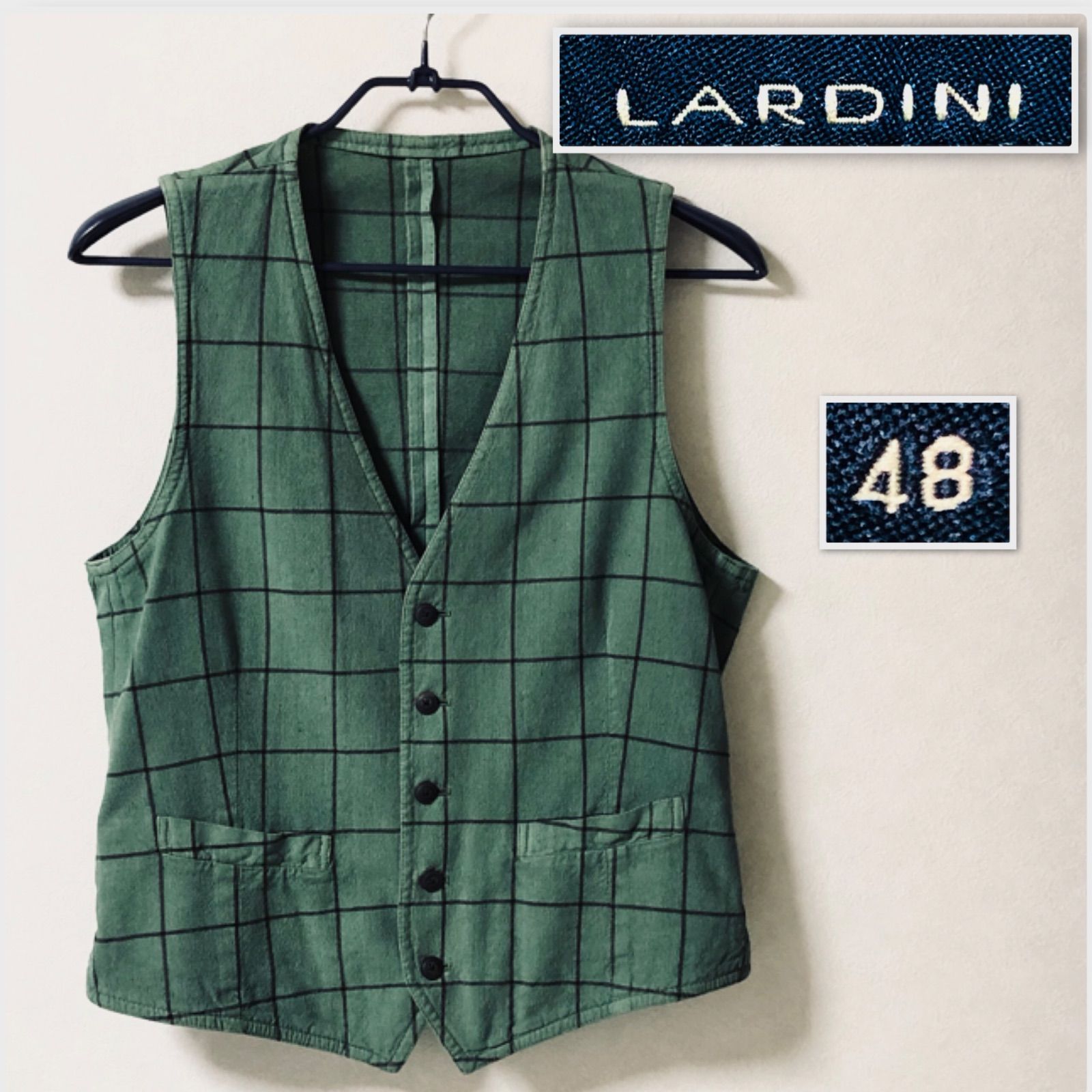 美品 LARDINI ラルディーニ リネンベスト シルク ジレ XL 52