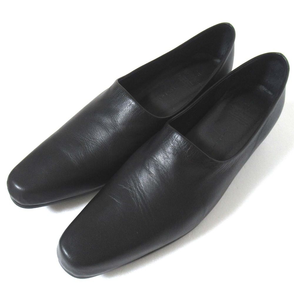 Y s Yohji Yamamoto ワイズ ヨウジヤマモト インヒール スリッポン レザーシューズ サイズ4 24cm ブラック レディース 古着