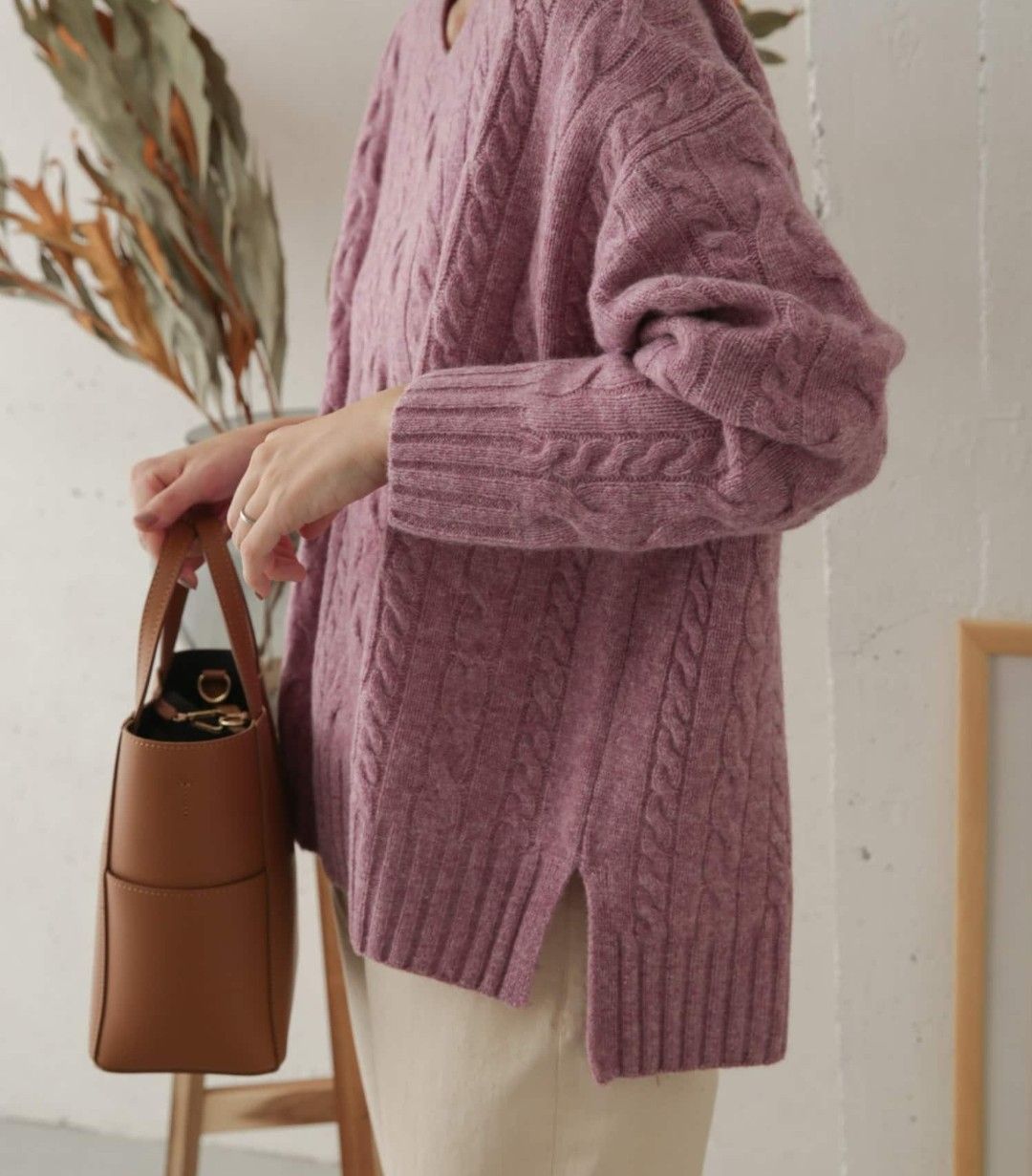 URBAN RESEARCH DOORS - DOORS ハミルトンウールアラン柄ニット アーバンリサーチドアーズ ピンク URBAN RESEARCH DOORS（アーバンリサーチドアーズ）の