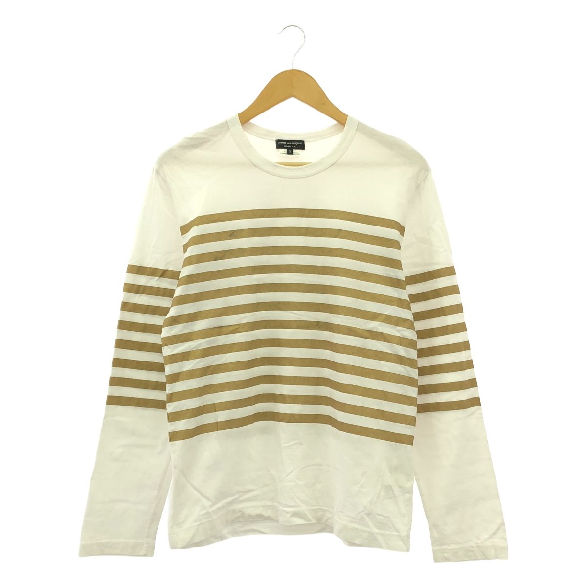 COMME des GARCONS HOMME PLUS / コムデギャルソンオムプリュス | 2007SS | コットン ラメ ボーダー クルーネック カットソー | S | ホワイト/ゴールド | メンズ