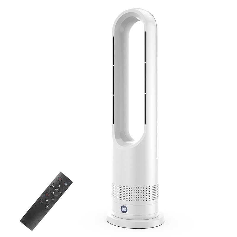 タワーファン 扇風機 セラミックヒ一タ一 スリム扇風機 冷暖両用＆羽根なし＆DCモーター電気代節約 ファンヒーター 電気ファンヒーター 3段階暖風 8段階冷風切り替え 100°左右首振り 1-9Hタイマー設定可 転倒自動OFF 過熱保護 リモコン付き