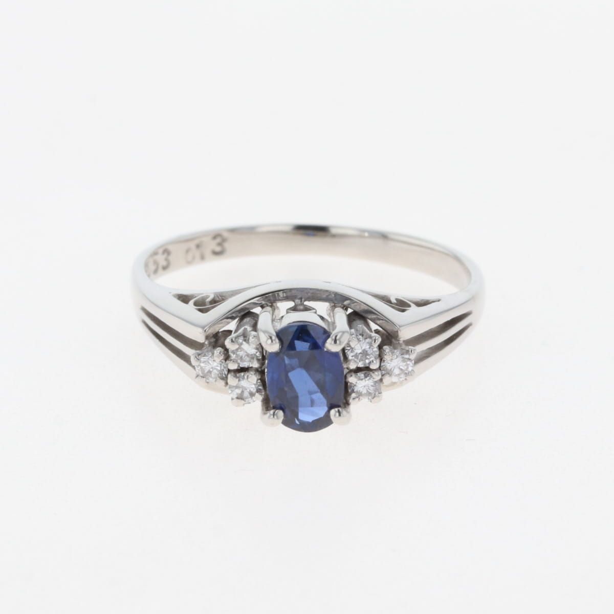 在庫一掃】 サファイア デザインリング プラチナ 指輪 メレダイヤ  