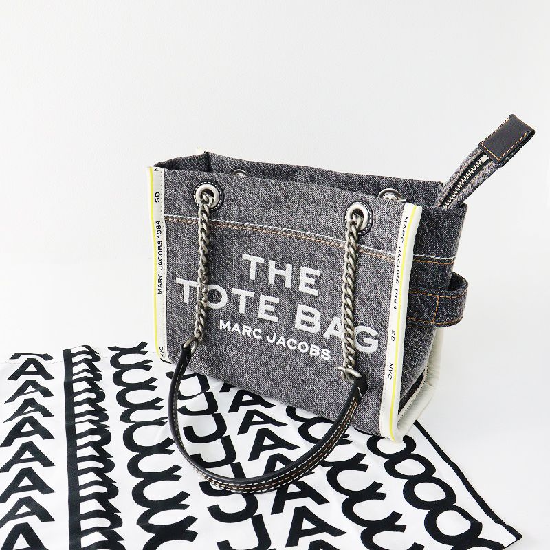 極美品 マークジェイコブス MARC JACOBS THE DENIM CHAIN SMALL TOTE 