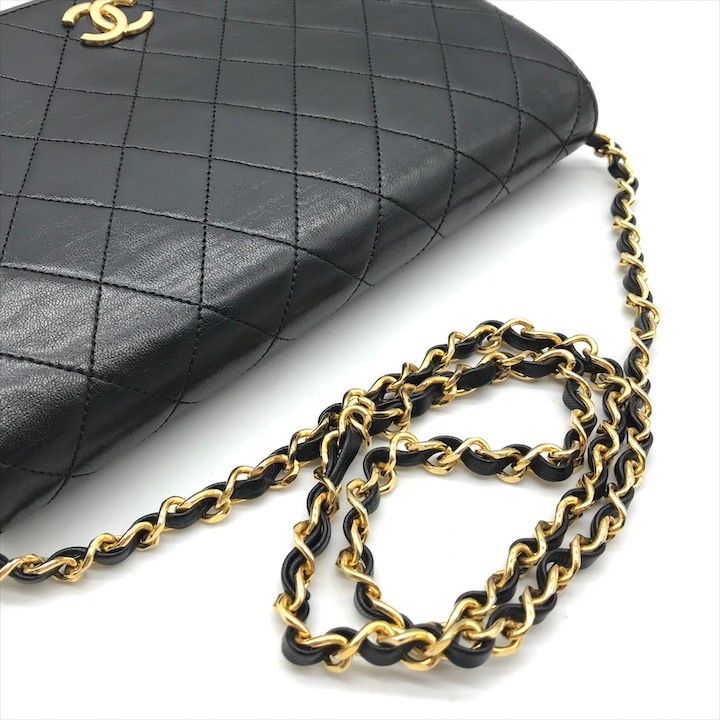 良品 CHANEL シャネル ココマーク マトラッセ ラムスキン フルフラップ