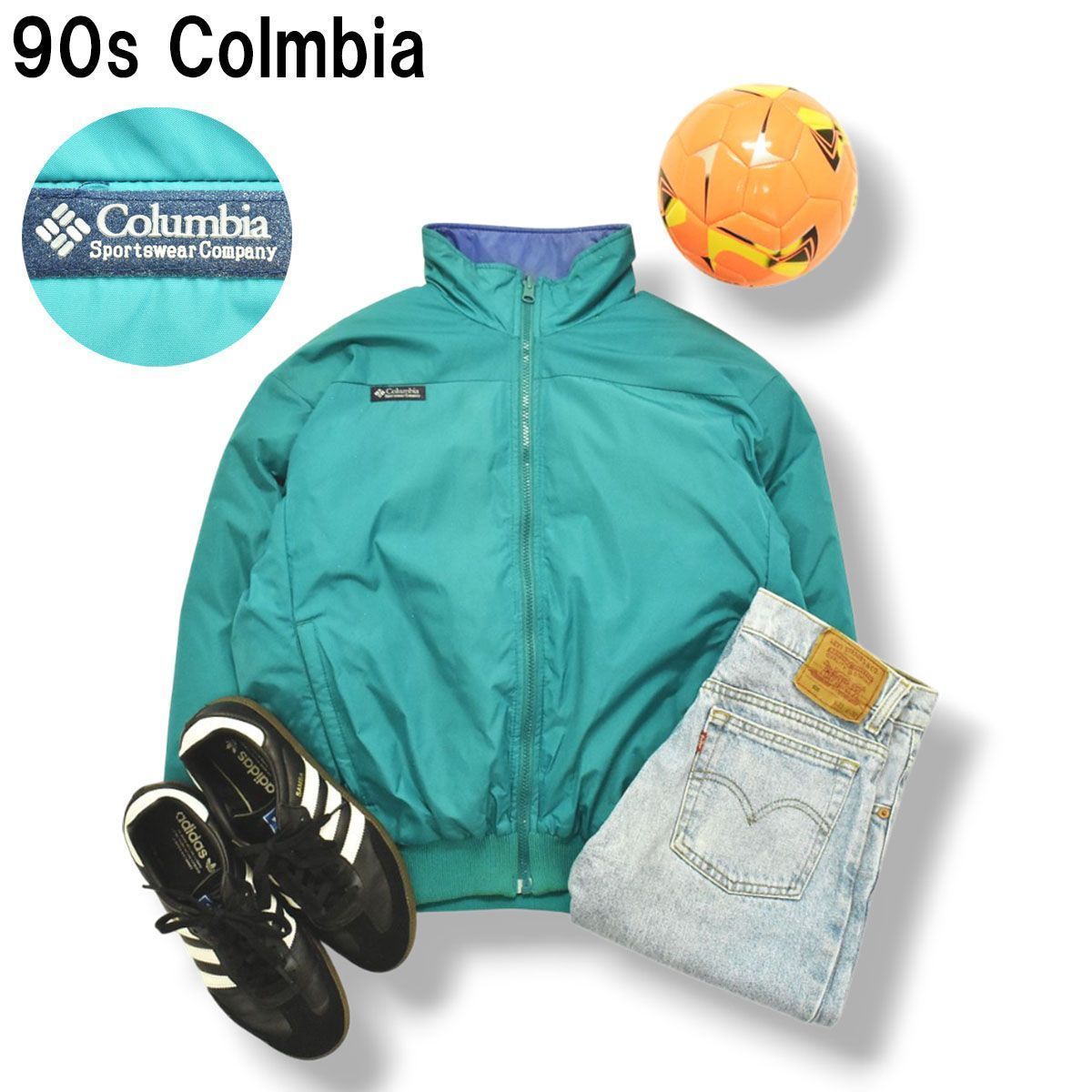 極暖】 90s ヴィンテージ コロンビア COLUMBIA リバーシブル ダウン 