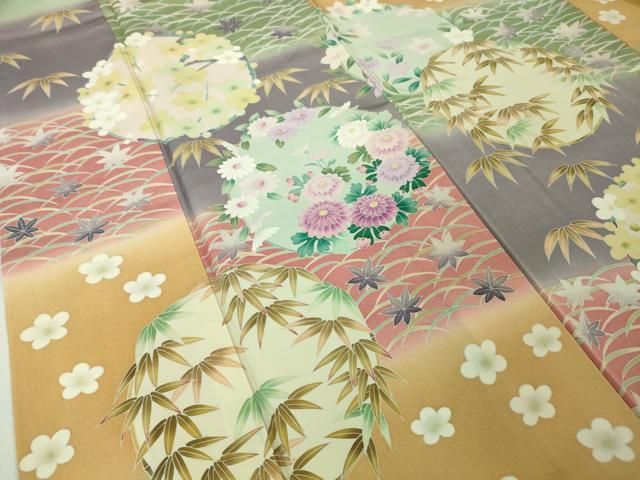 平和屋本店□極上 京加賀友禅 松本健一 訪問着 草花丸文 暈し染め 逸品