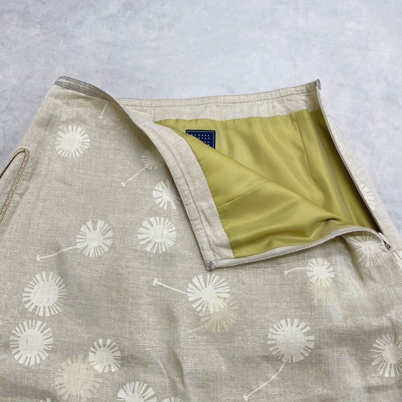 【最安値人気】 mina perhonen ミナペルホネン スカート tanpopo たんぽぽ ラメ リネン ベージュ レディース 寛大な