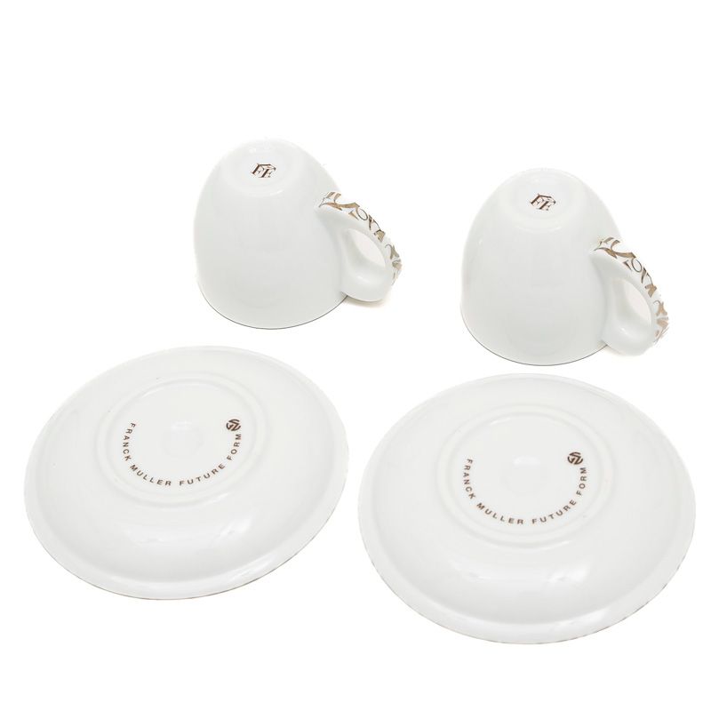 フランクミュラー ティーカップ セット ホワイト/プラチナ 陶磁器 フランクミュラー ティーカップ セット ホワイト/プラチナ 陶磁器