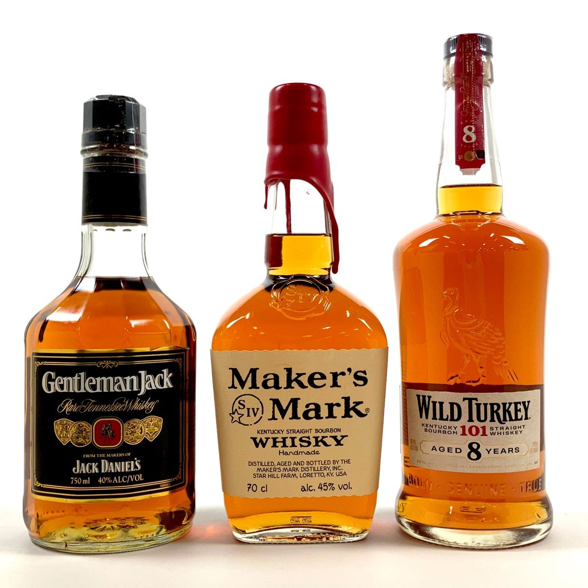 3本 JACK DANIEL'S Maker's Mark WILD TURKEY アメリカン ウイスキー ...