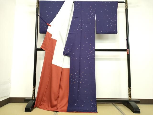 平和屋着物●上質な小紋　舞桜文　金彩　ロング丈　正絹　逸品　DAAV8699tw 平和屋着物○上質な小紋 舞桜文 金彩 ロング丈 正絹 逸品 DAAV8699tw