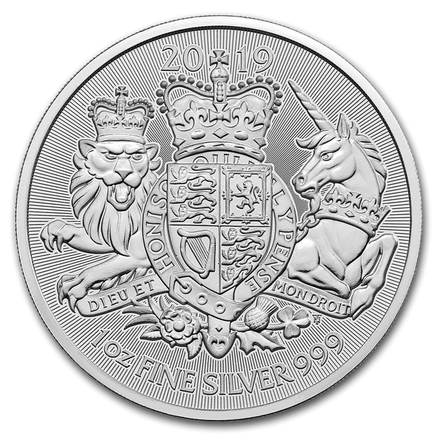 [保証書・カプセル付き] 2019年 (新品) イギリス「英国王室の紋章・ライオン・ユニコーン 」純銀 1オンス 銀貨