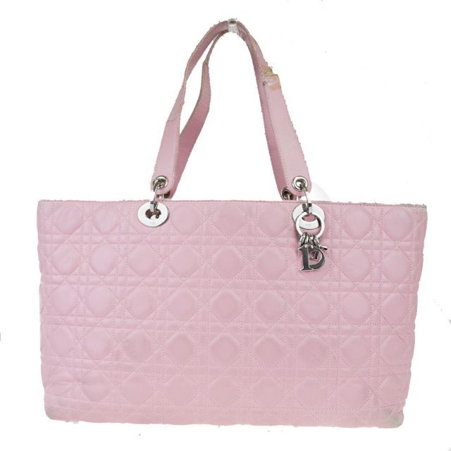 【中古】 クリスチャン・ディオール(Christian Dior) カナージュ/レディ・ディオール レザー ショルダーバッグ ピンク 07GB849