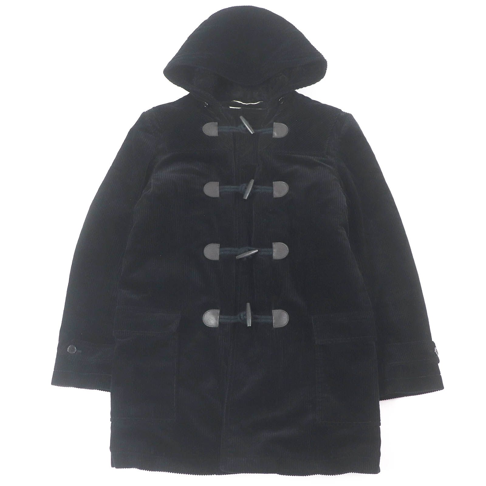 □SAINT LAURENT PARIS サンローランパリ 529578 チンストラップ 裏地ムートン コーデュロイ ダッフルコート ブラック 44 イタリア製 メンズ