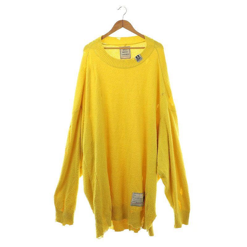 メゾンミハラヤスヒロ Maison MIHARA YASUHIRO 24SS Wide Back Knit Sweater ニット セーター ダメージ加工 黄色 |MI OS SH