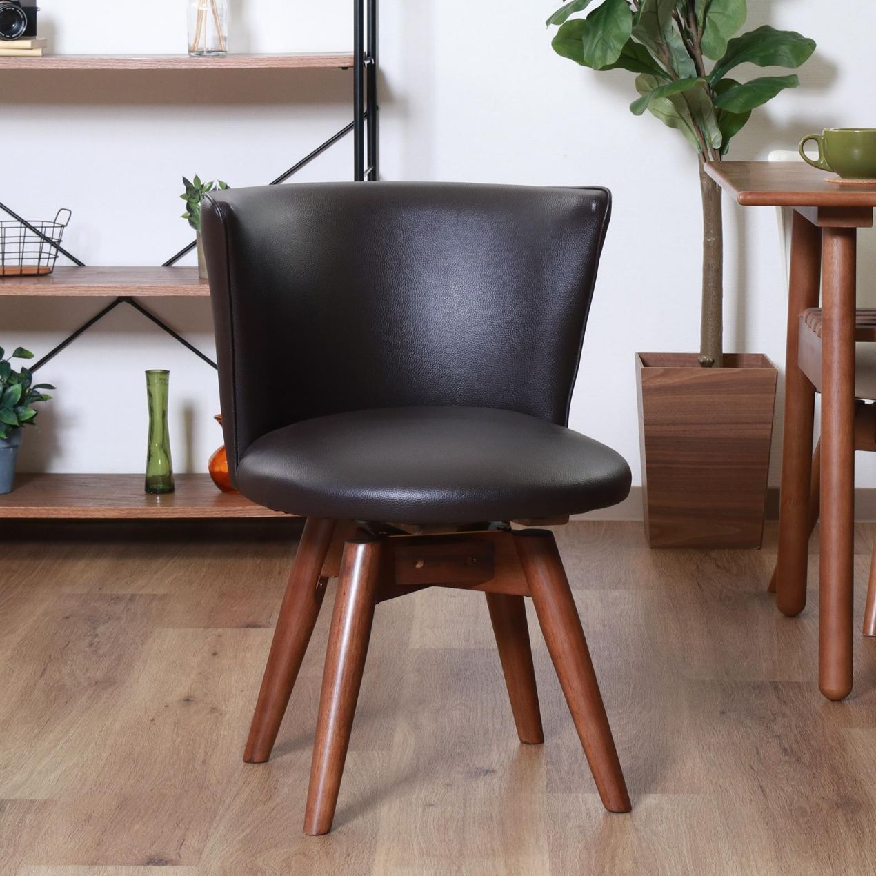 ２脚セット レザー調 デザイン ダイニングチェア ブラウン ダイニング チェア