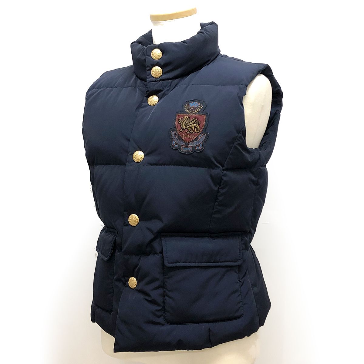 美品 【RALPH LAUREN】ラルフローレン キッズ サイズ160 ダウンベスト ネイビー ポリエステル ダウン フェザー 子ども用 中古