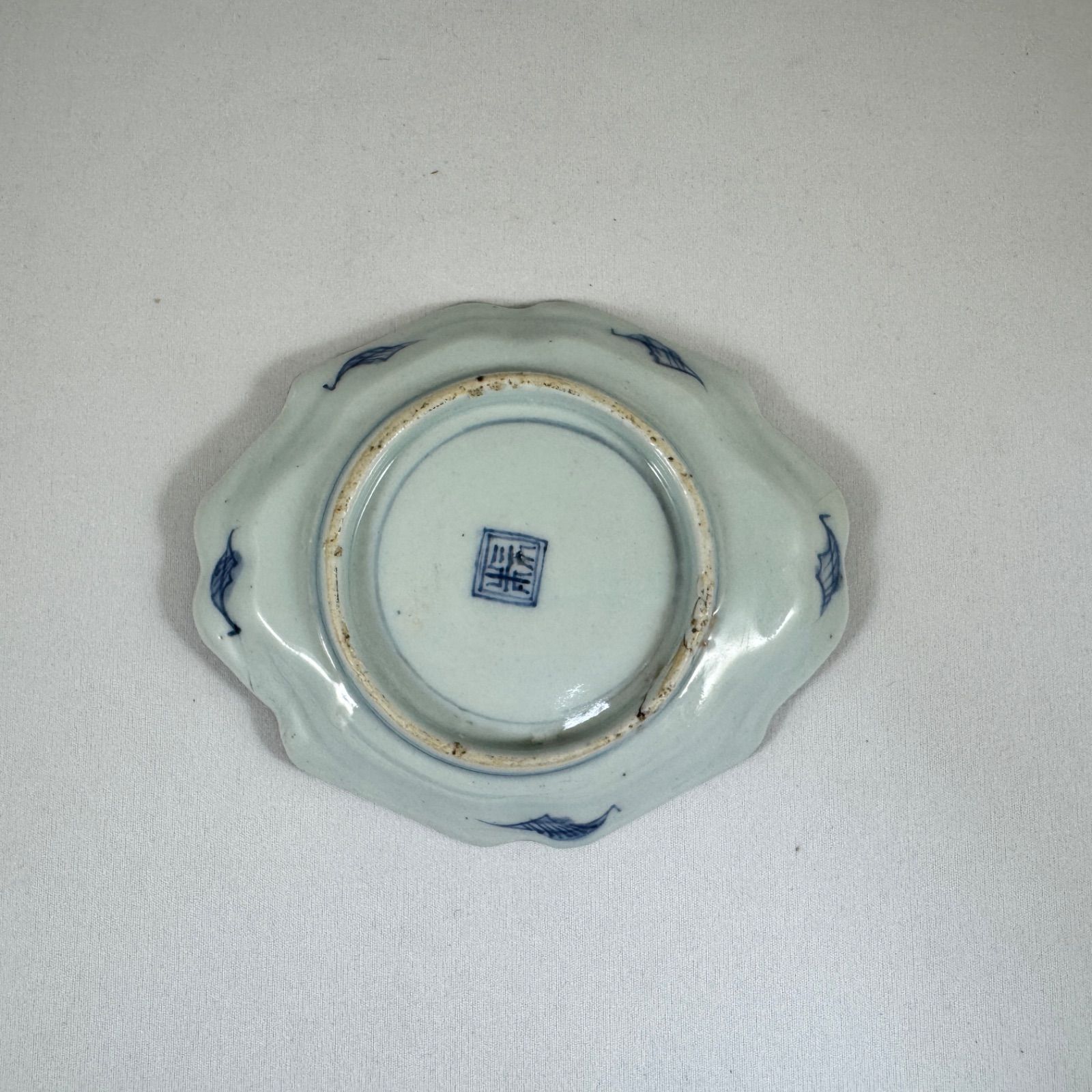 初期伊万里◇藍九谷染付花文変形皿◇古九谷様式◇