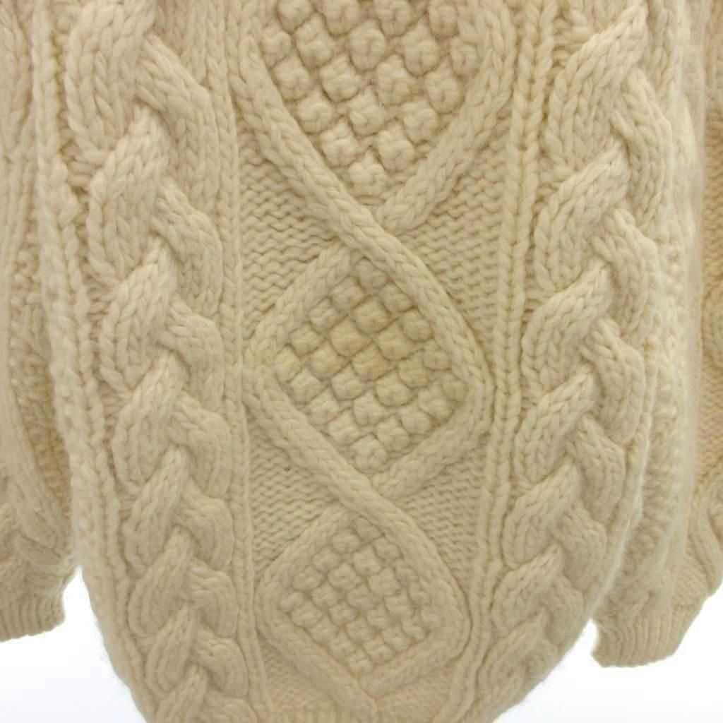 肉厚ケーブルアランニットウール100% アイボリー 大きめ L 肉厚ケーブルアランニットウール100% アイボリー 大きめ L 肉厚