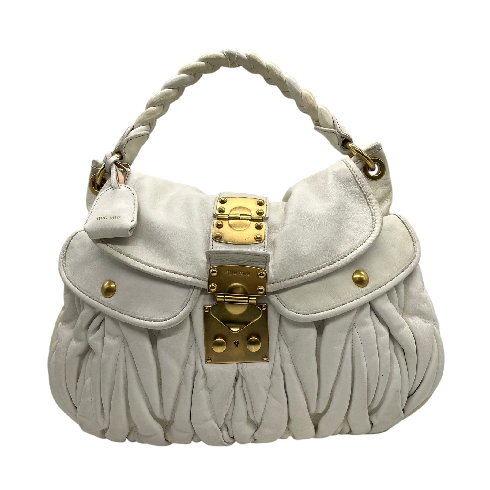 miu miu ホワイト キルティング ショルダーバッグ miu miu ホワイト