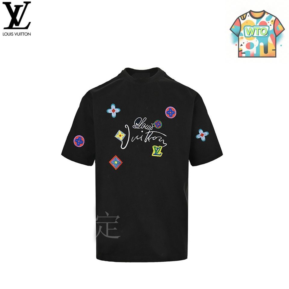 おしゃれ☆【LOUIS VUITTON】刺繍Tシャツ 今日特価】LOUIS VUITTON 25SS クラシックロゴ刺繍 T - シャツ