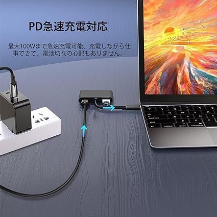 HDMI Type-C変換アダプター デュアルHDMI 拡張器 2画面出力 4-in-1 USB-C HDMI 拡張【HDMI 2 つ+USB3.0+PD充電】マルチディスプレイアダプタ Type C HDMI 変換 マルチディスプレイ 3画 - メルカリ