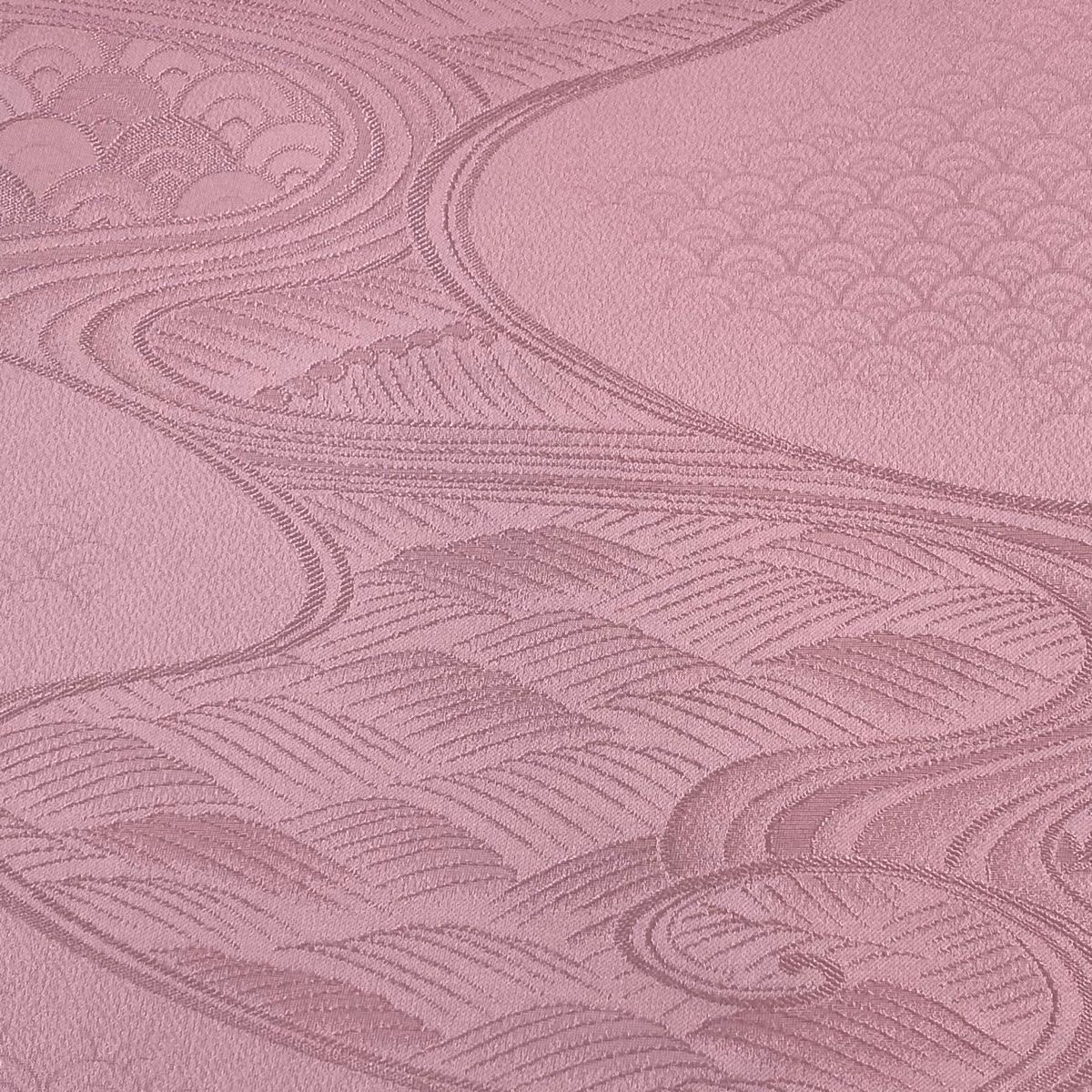 反物 秀品 色無地 付下げ柄 地紋 ピンク 正絹