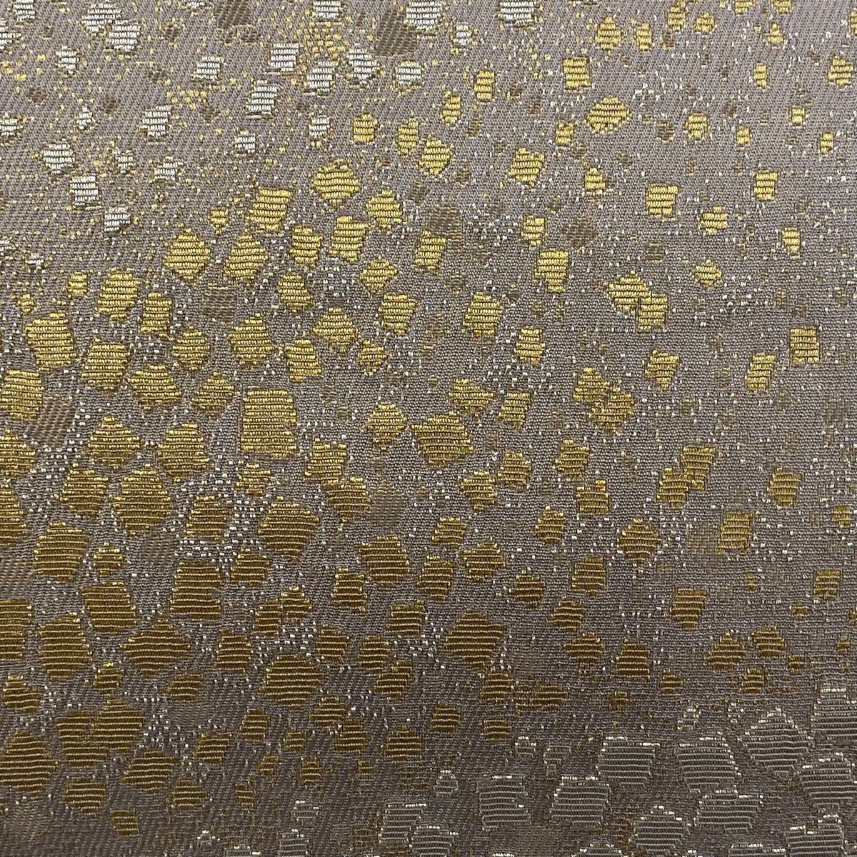 絹＋金糸 グレー系 段暈し織×立涌 六通柄 袋帯 ガード加工 美品 絹＋金糸 グレー系 段暈し織×立涌 六通柄 袋帯 ガード加工 美品