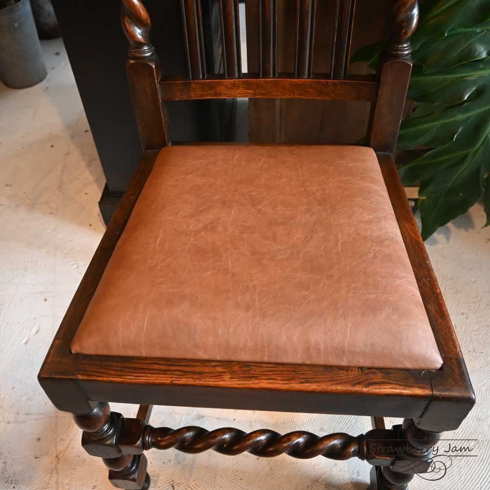 s*n様 L3705-209-1 英国アンティーク オーク ダイニングチェア レ L3705-209-2 英国アンティーク オーク ダイニングチェア レザー