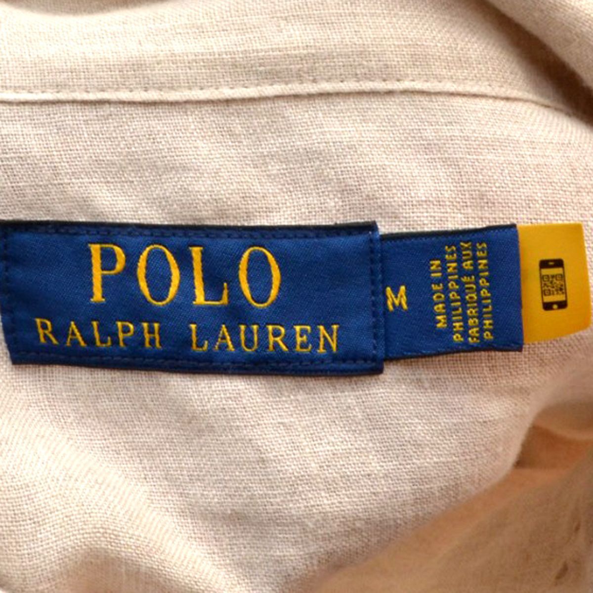 タグ付き未使用◇ポロラルフローレン 現行 オープンシャツ ベージュ 刺繍ロゴ POLO RALPH LAUREN ポロラルフローレン リネン オープンカラー