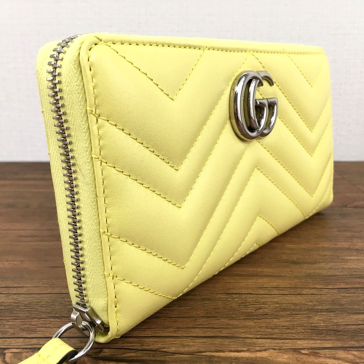 75 極美品 グッチ 長財布 443123 イエロー GGマーモント - Old Closet