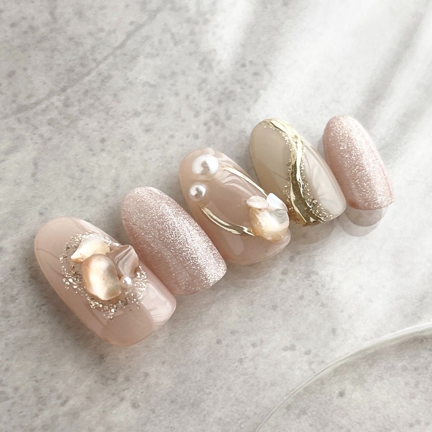 サイズオーダー NO.12 ネイルチップ マグネット ピンク ベージュ  