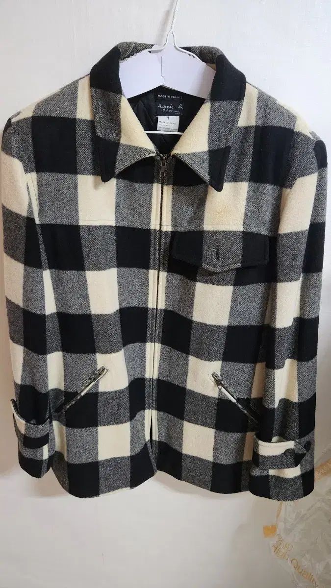 アニエス ベー ブロックチェック ウール ジャケット