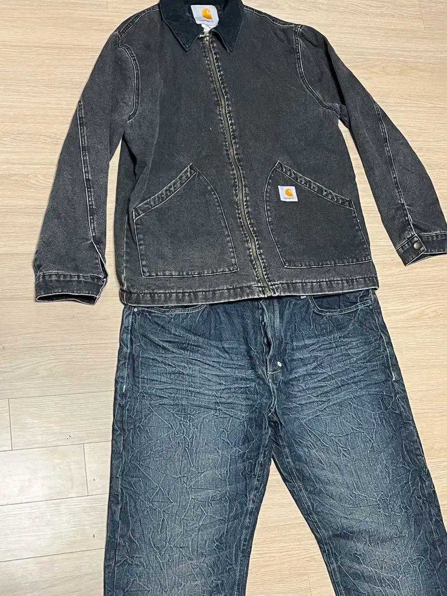 ヴィンテージ Carhartt(カーハート) デトロイトジャケット ジャケット ( xl ) +ヴィンテージ ライトニングウォッシュデニム ( 38 ) セットアップ