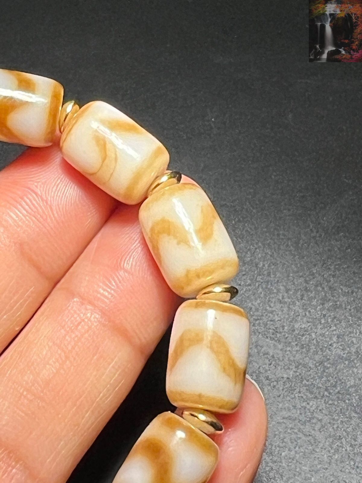 旧家蔵出し 瑪瑙細密彫 自然風化紋 虎牙天珠 根付 手串 裝身