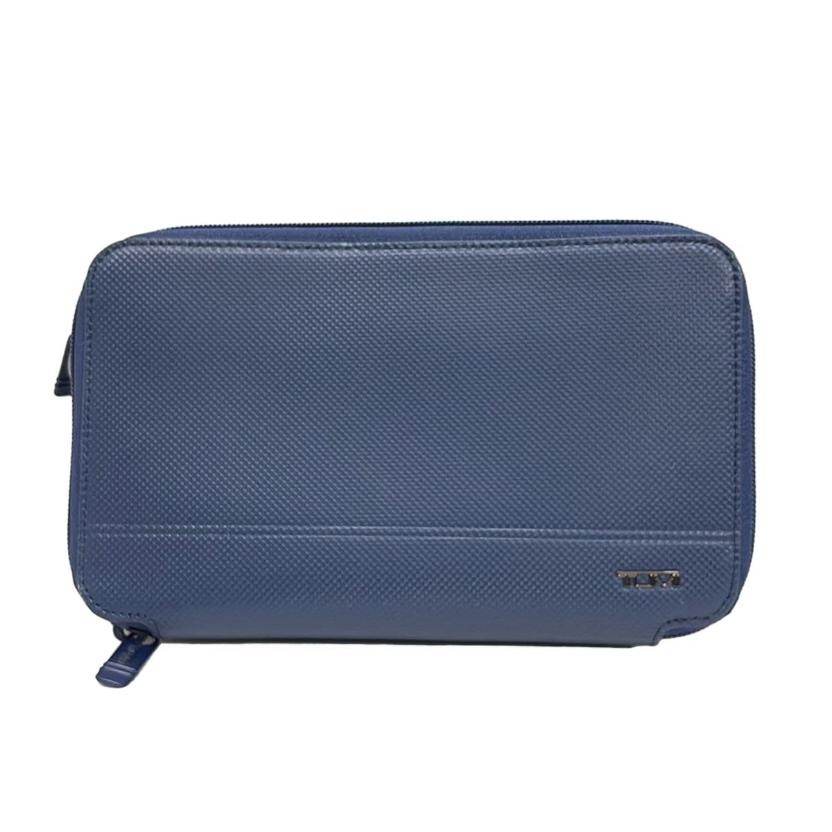 未使用級　TUMI　トゥミ　長財布　L字ファスナー　ブルーレザー　札カード入れ TUMI - TUMI(トゥミ) 財布美品 - ブルー 財布・札入れ (その他